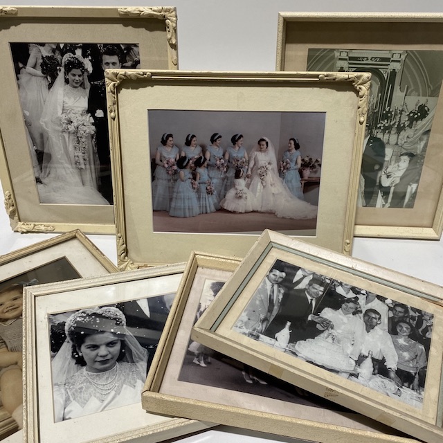 FRAME, 1950s Vintage Photo Frame (Cream w Wedding Pics)